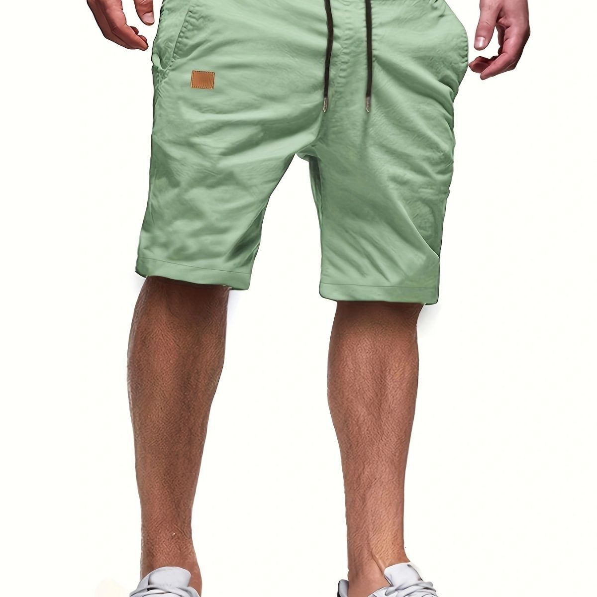 Men's leather label casual shorts