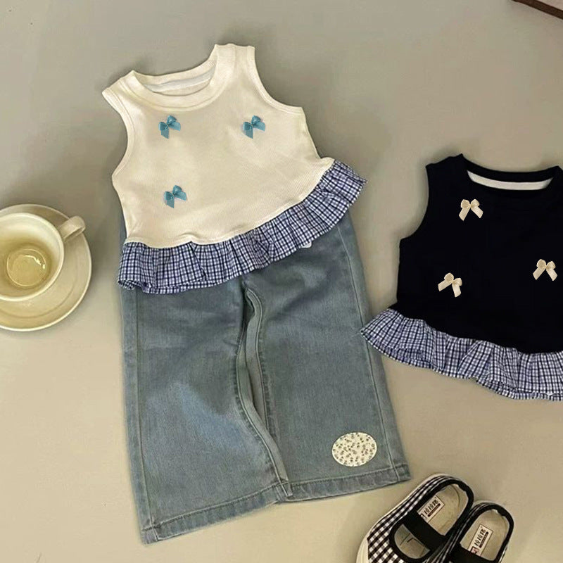 Girls' Lace Trim Sleeveless Vest