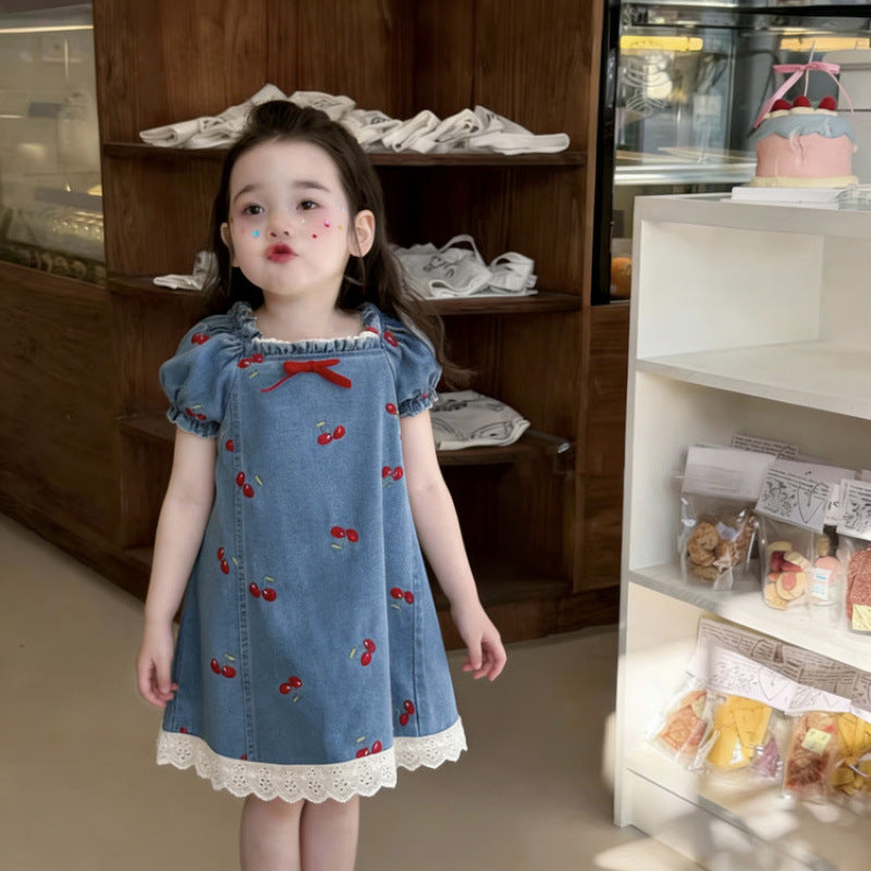 Girl's Summer Denim Jumper Dress