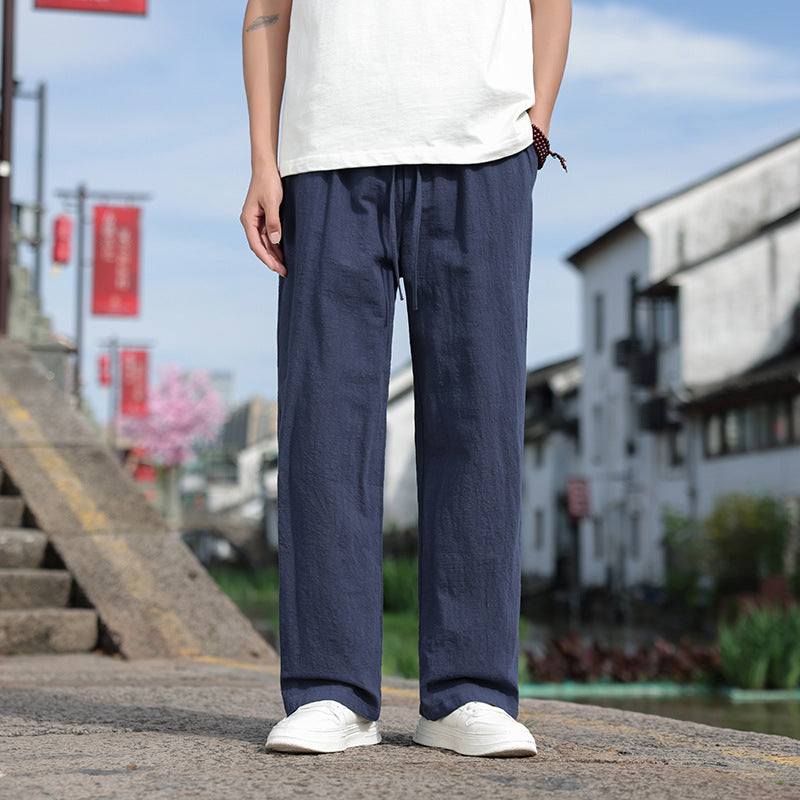 Men's Linen Casual Straight Trousers