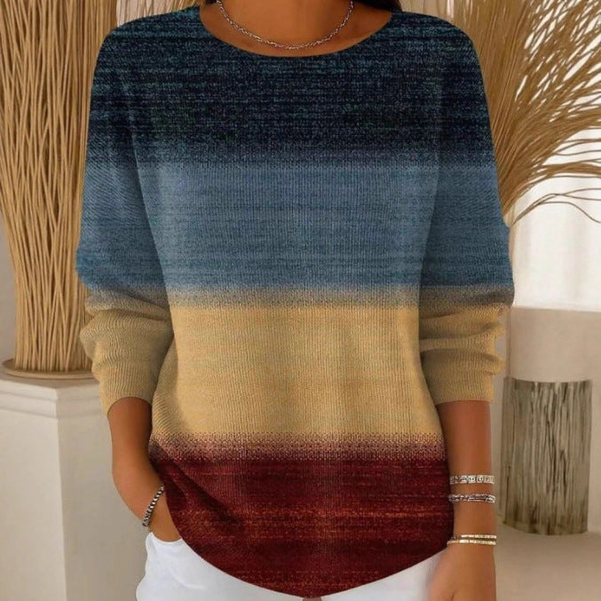 Women's Loose Fit Printed Long Sleeve T-Shirt