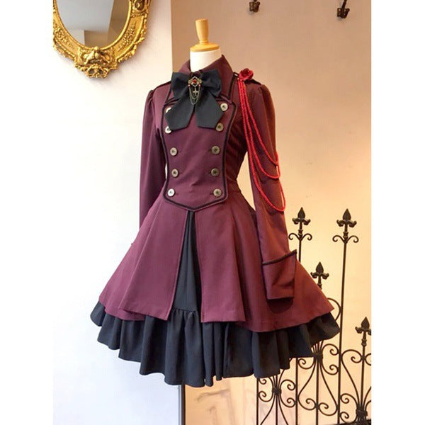 Belted long-sleeved ruffled dress