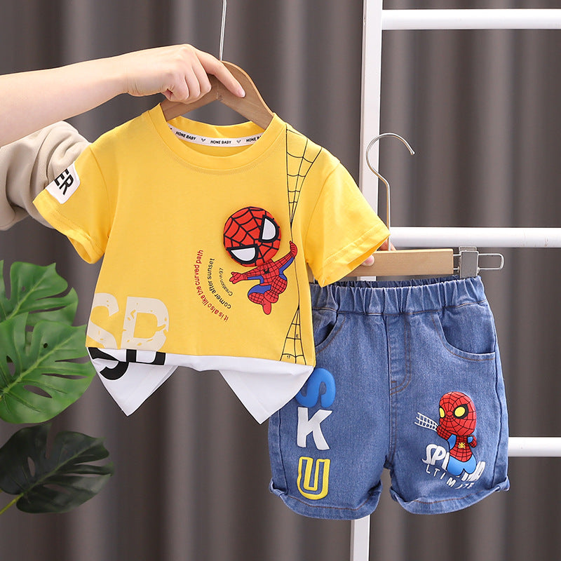 Children's Cartoon Print Cotton Outfit Set