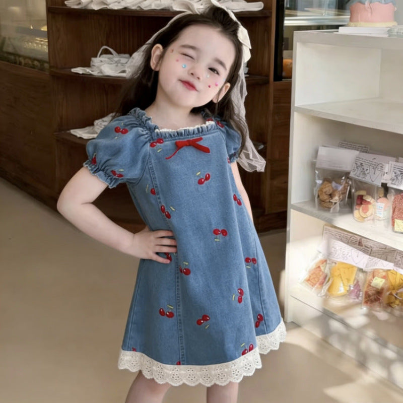 Girl's Summer Denim Jumper Dress