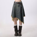Retro High-Waisted Denim Skirt