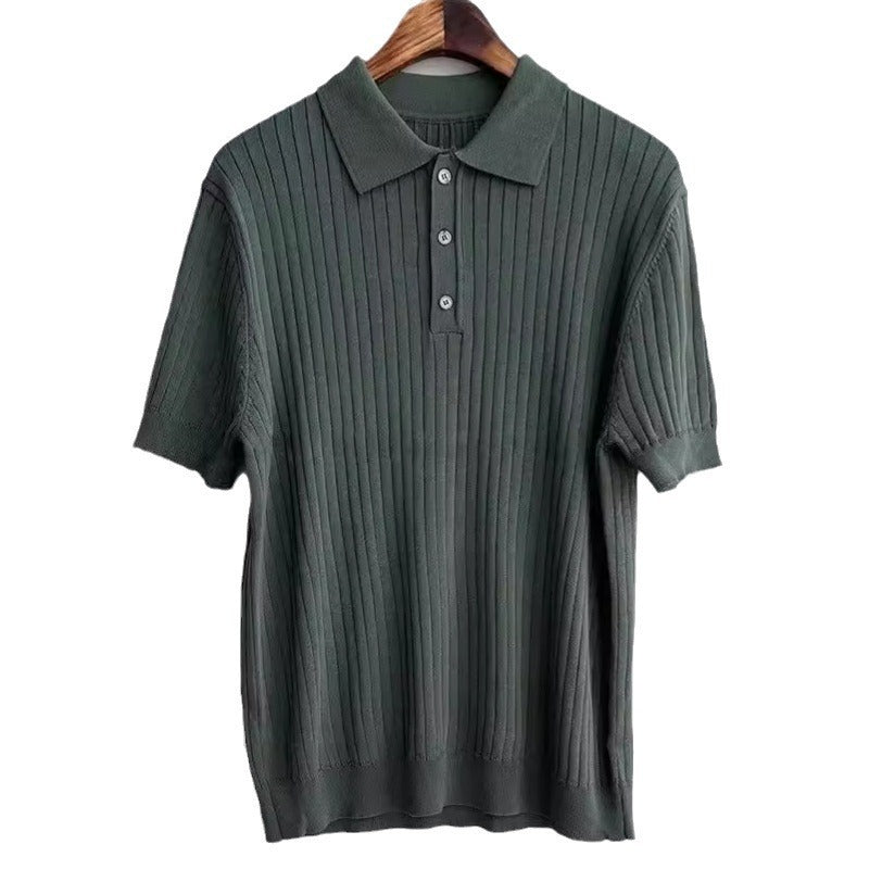 A short-sleeved man with lapel polo shirt