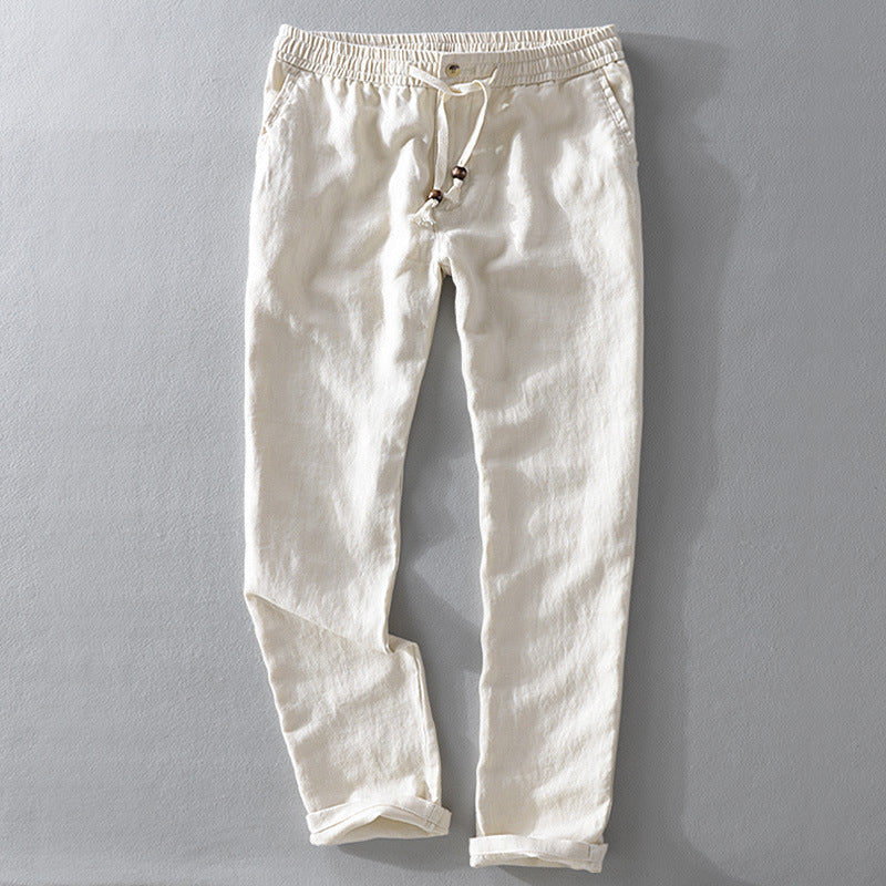 Men's Linen Straight Leg Casual Trousers