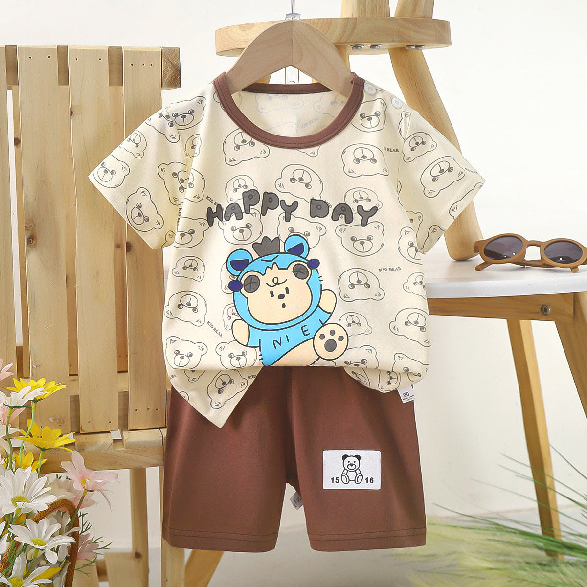 Children's Short Sleeve Cotton Two-Piece Set