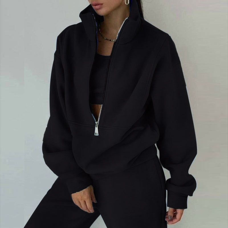 Casual Fashion Suit for Women - Two-Piece Set Sweatshirt and Trousers