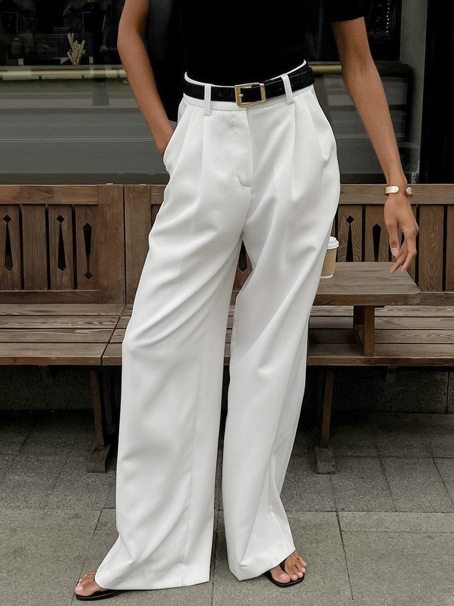Women's High Waist Wide Leg Casual Trousers