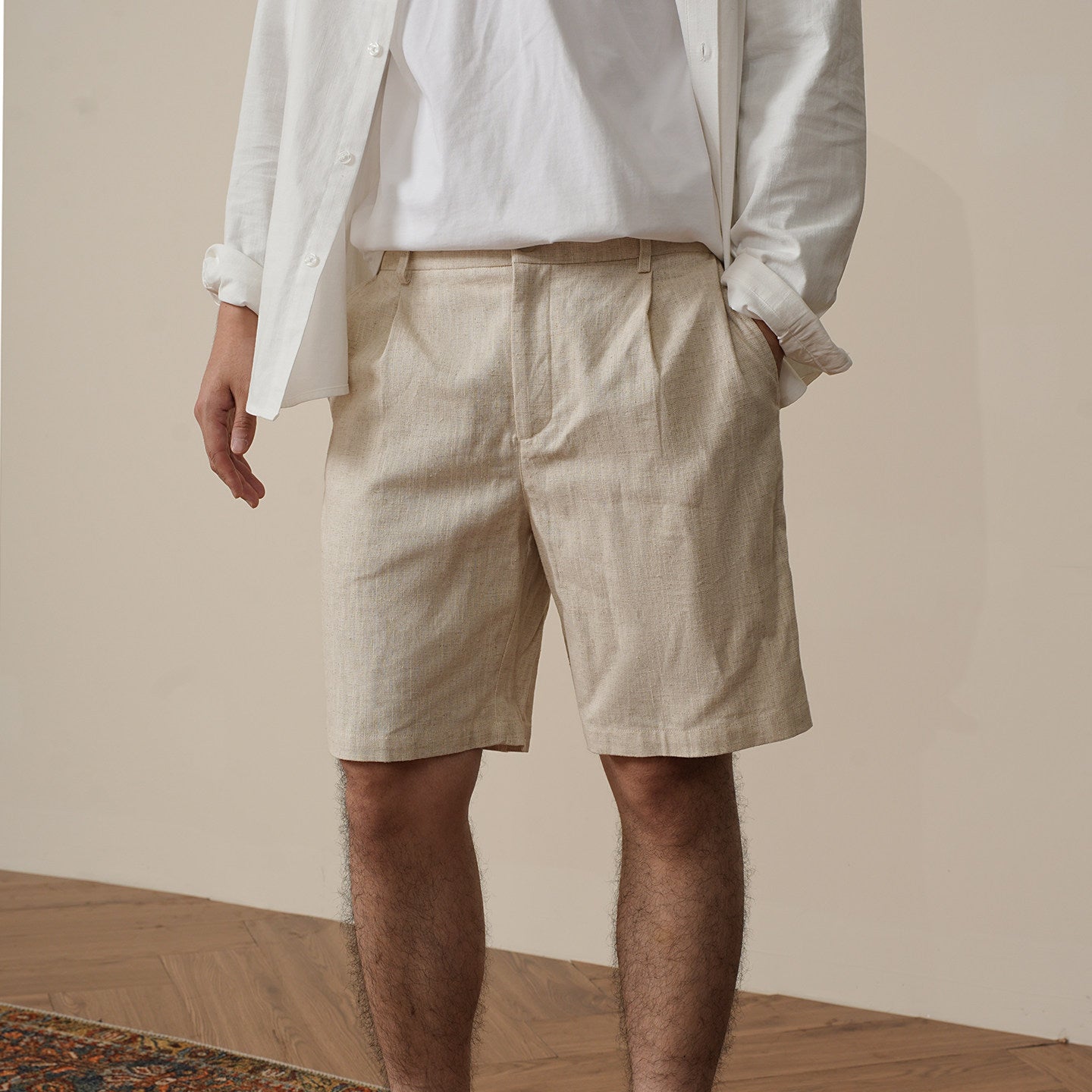 Men's Straight-Leg Linen Blend Shorts
