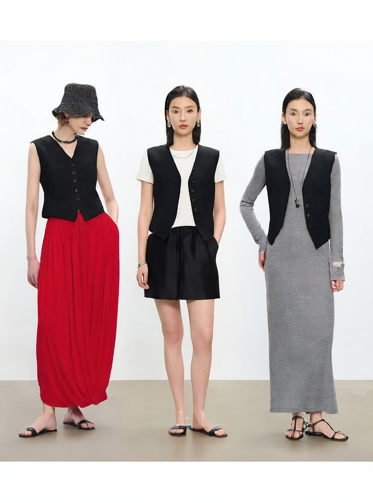 V-neck women's suit vest