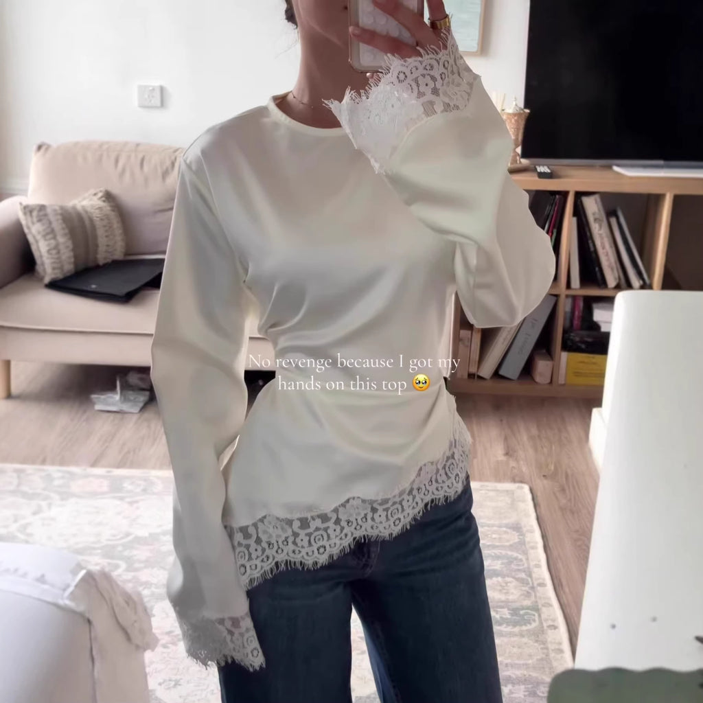Long Sleeve Lace Base T-shirt