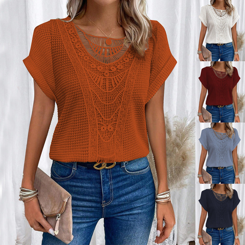 Lace short-sleeved T-shirt