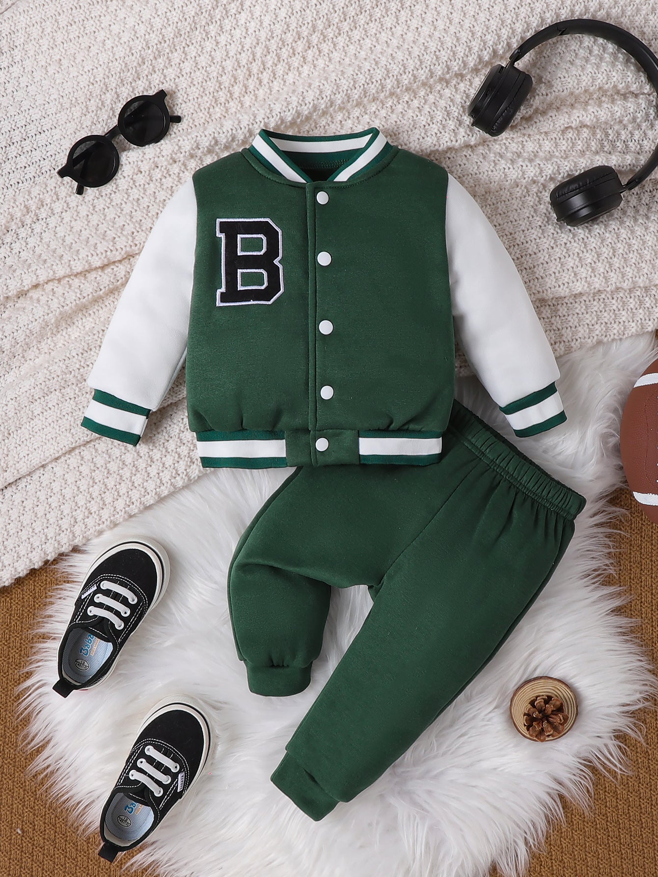 Boys' Letter Embroidered Baseball Suit Set