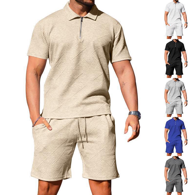 Men's Jacquard Polo Short Sleeve Set