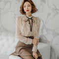 Lady-like Sheer Blouse and Ruffled Skirt Set