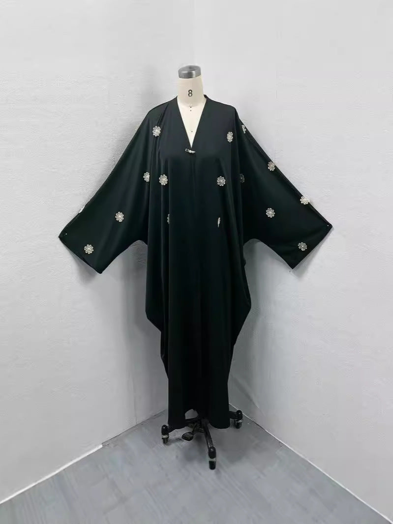 Elegant Bat-Sleeve Embroidered Cardigan Robe