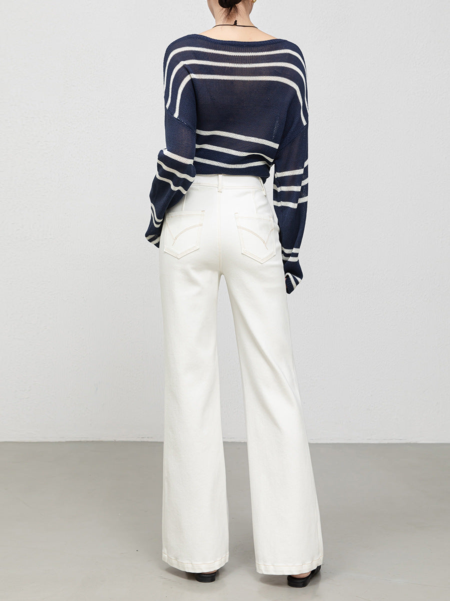 High-Waisted Flared Stretch Denim Jeans for Women