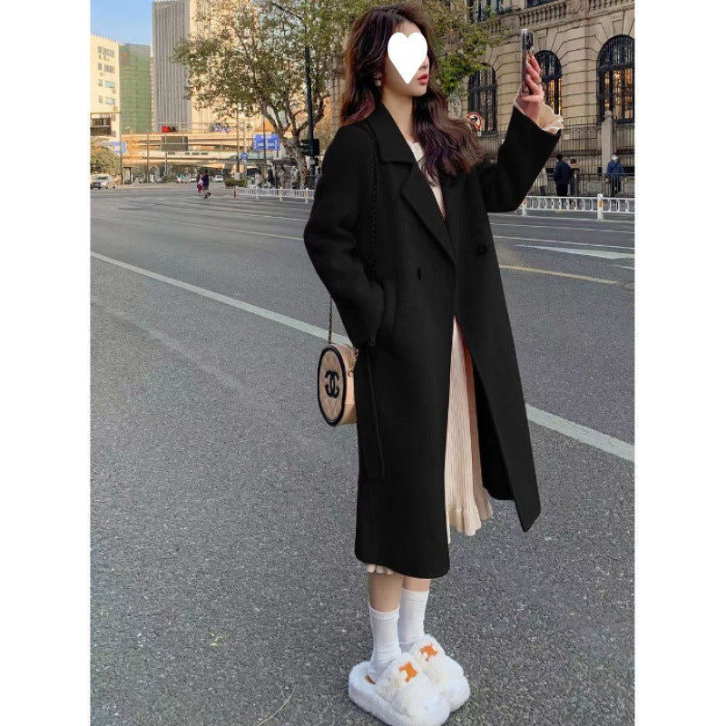 Pink double-faced wool coat