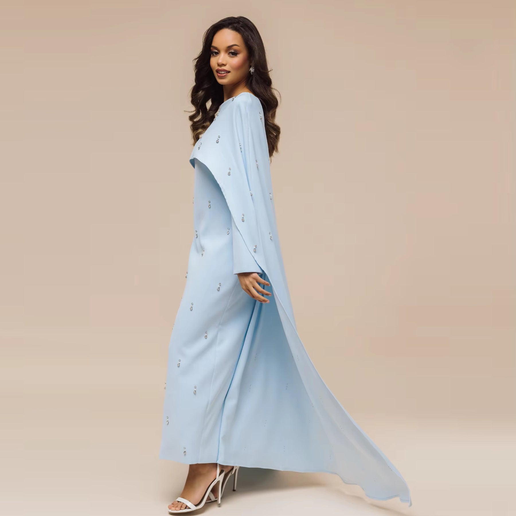 Elegant Beaded Two-Piece Dress with Flared Skirt