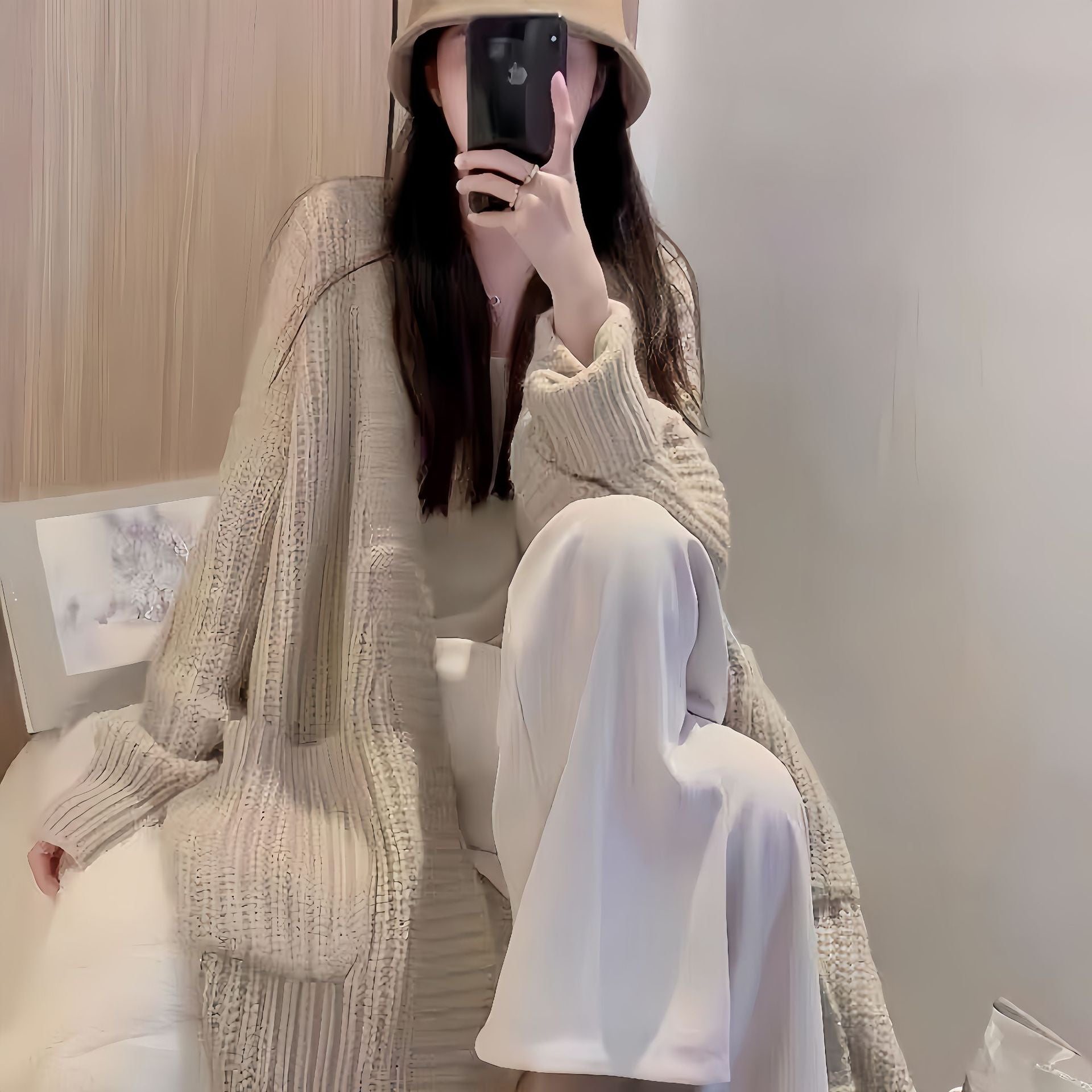 Loose Fit Long Sleeve Knitted Cardigan for Women