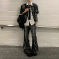 Ripped Denim Short-Sleeved Denim Pants Set for Men