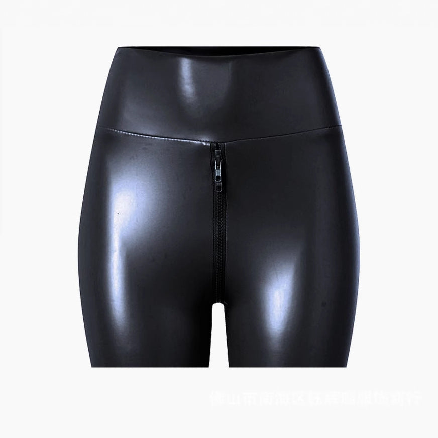 Women's High-Waisted PU Leather Shorts