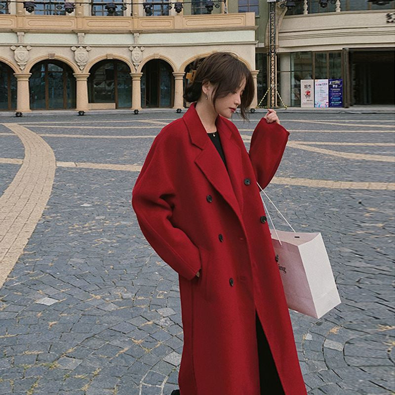 Women's Woolen Coat Mid-Length Loose Fit