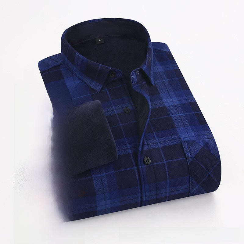 Men's Fleece-Lined Flannel Plaid Shirt