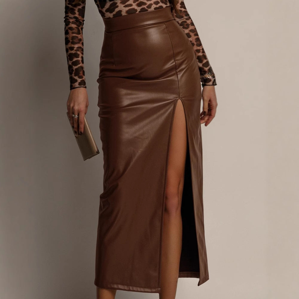 Leather Slit Skirt