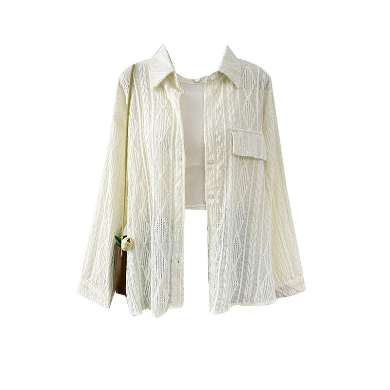 French Hollow-Out Crochet Long Sleeve Shirt