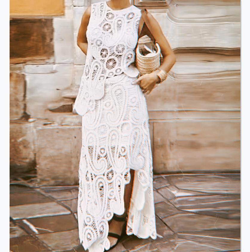 Women's Knitted Two-Piece Set - Top and Skirt