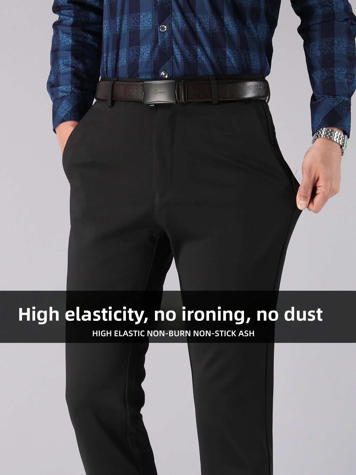 Men's straight-leg suit trousers