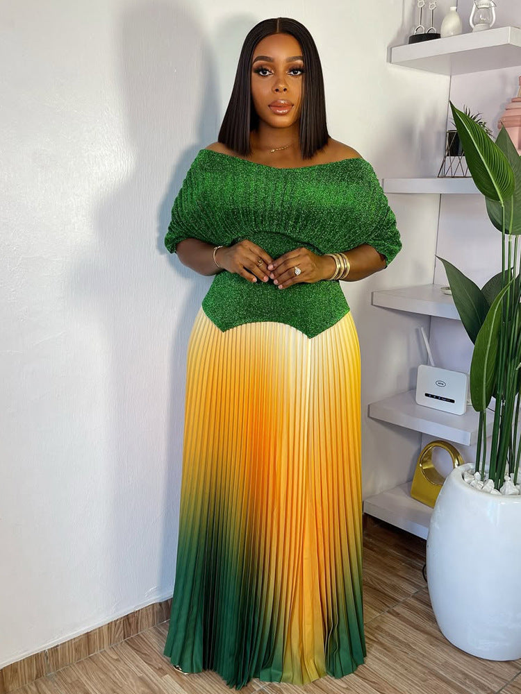 Women's Gradient Pleated Skirt Set