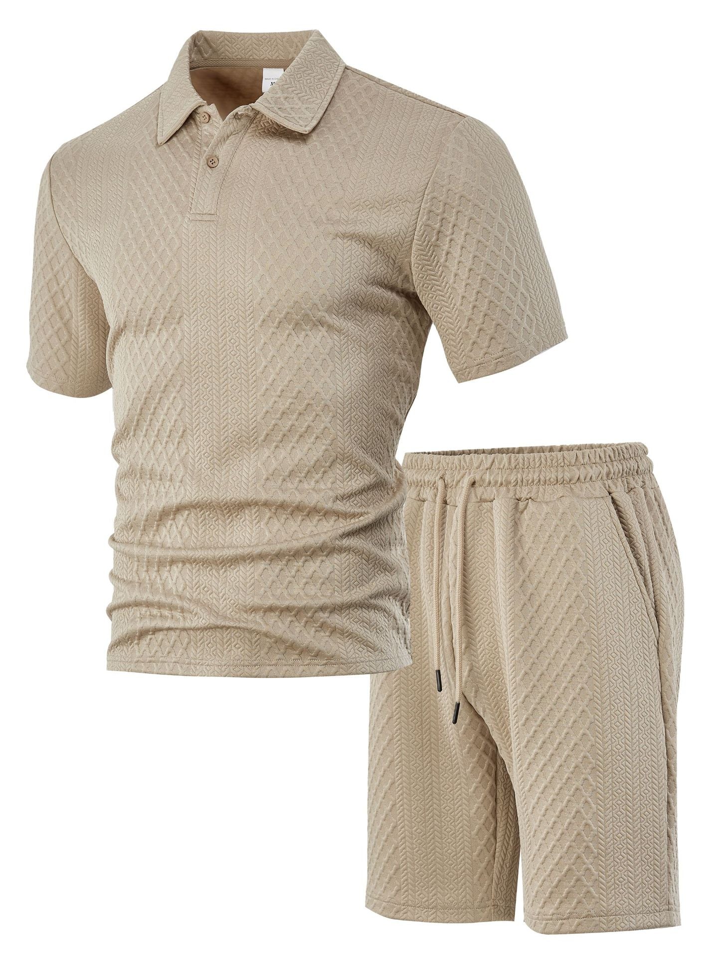 Jacquard fabric men's POLO shirt short-sleeved set