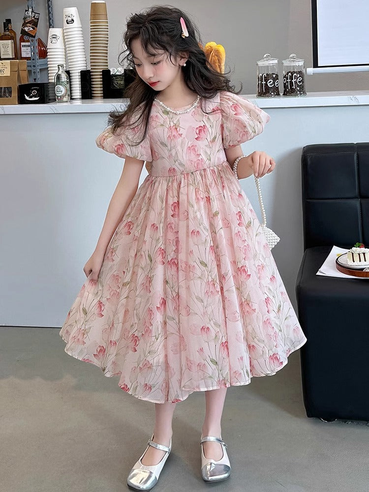 Girls Princess Dress with Puff Sleeves