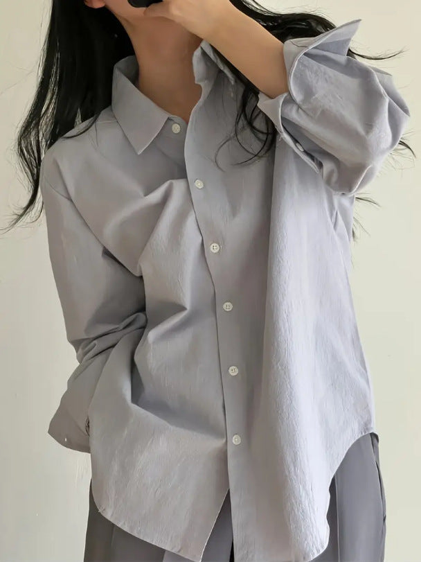 Single-button solid-color shirt