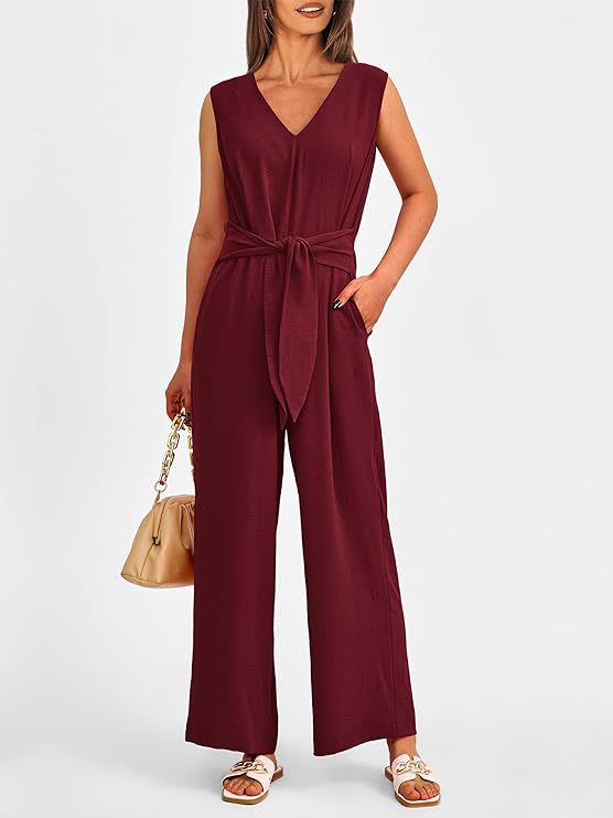 V-neck wide-leg jumpsuit