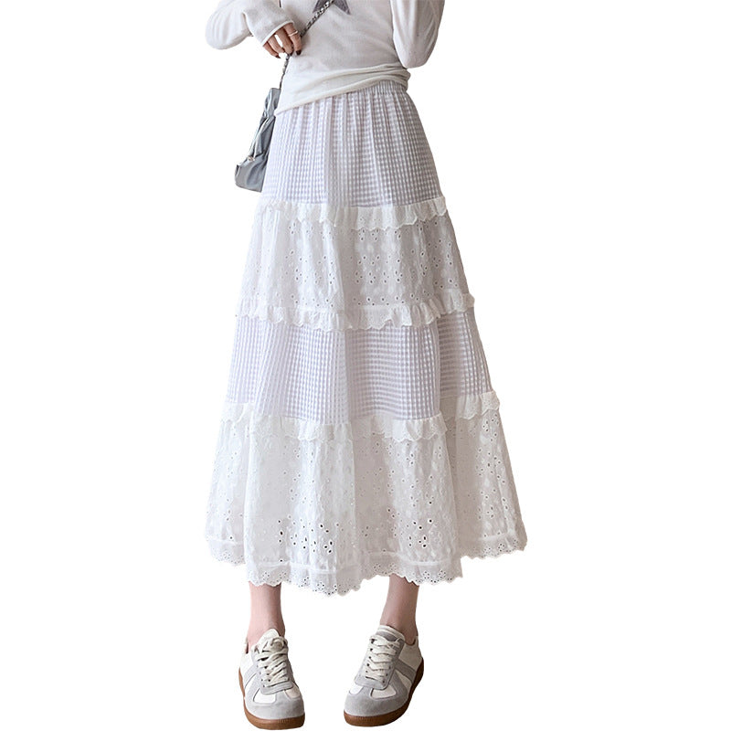 Elegant lace pleated skirt