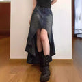 Retro High Waist Fishtail Denim Skirt