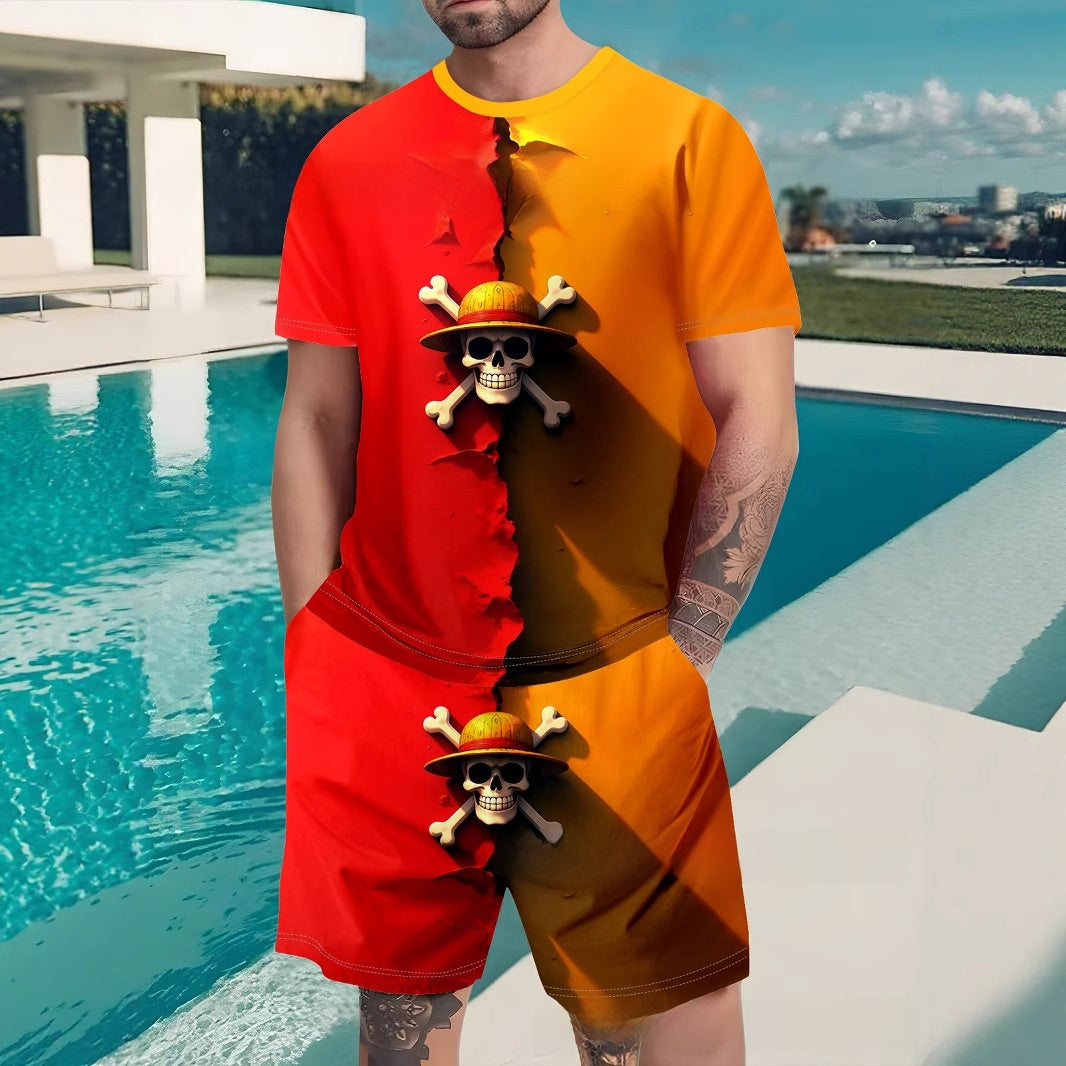 Printed shorts and short sleeves