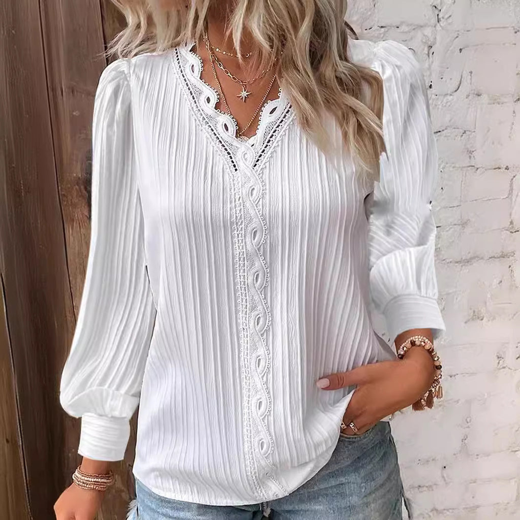 Long-sleeved lace blouse