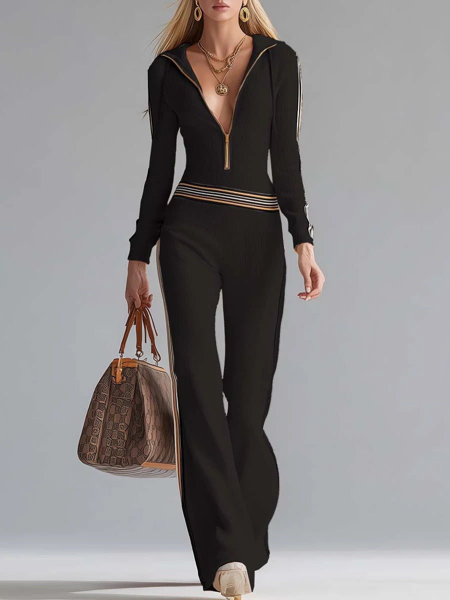 Long-Sleeved Hooded Jumpsuit