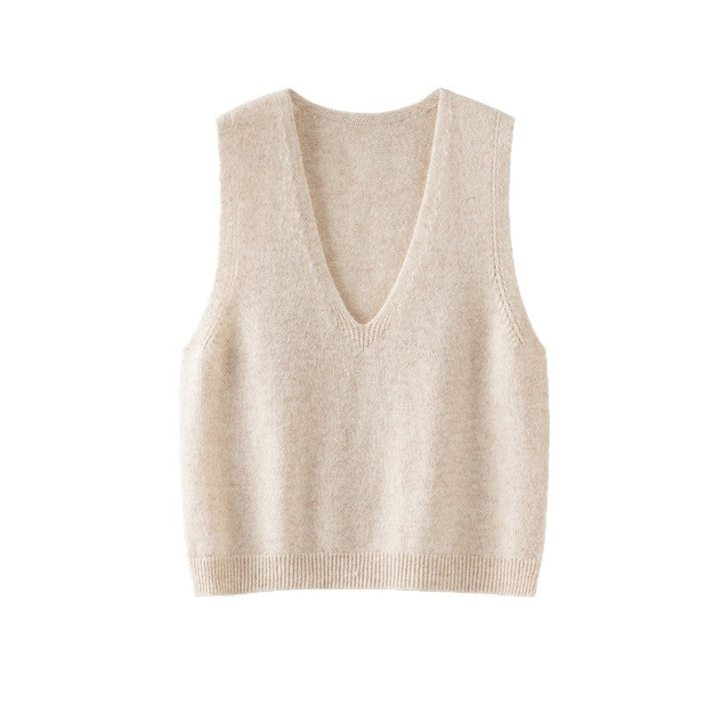 Women Seamless Wool Vest Pullover