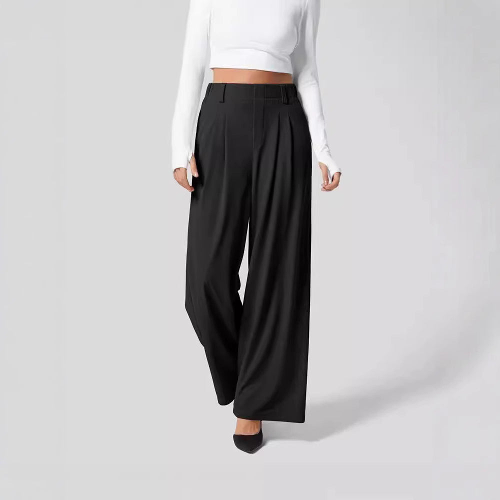High-waisted  wide-leg loose trousers
