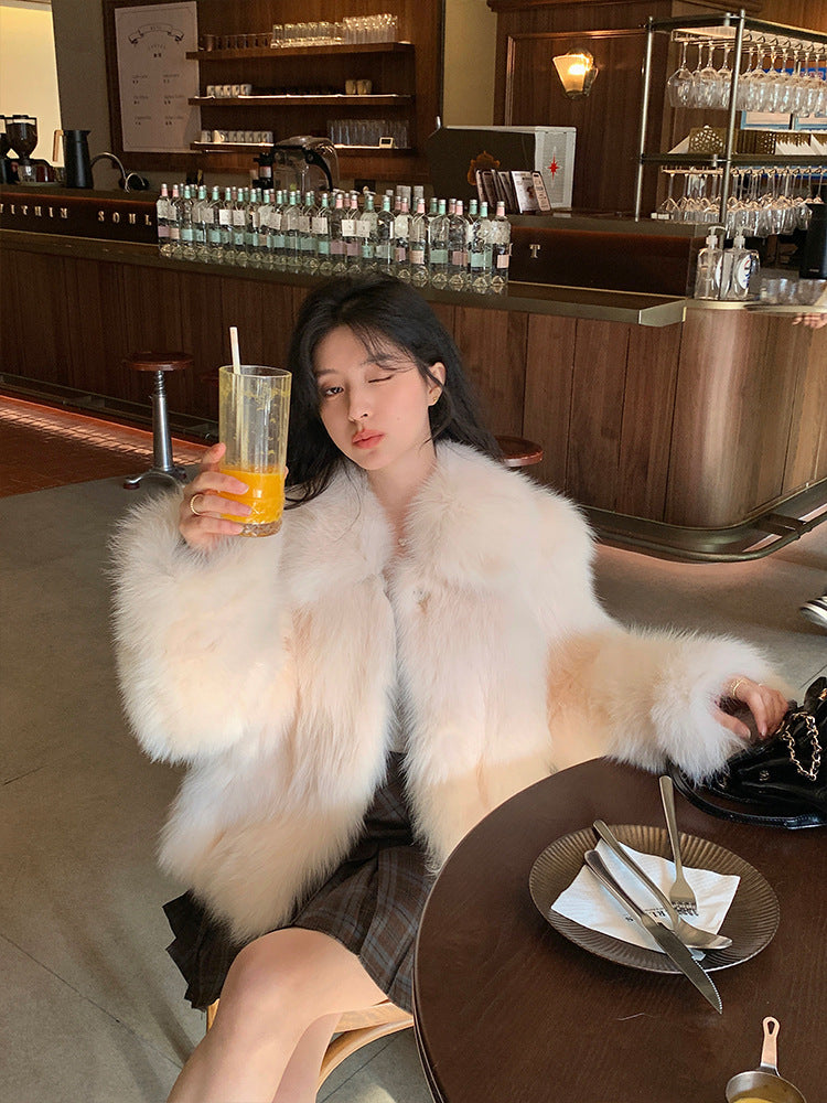 Women's Faux Fur Lapel Coat