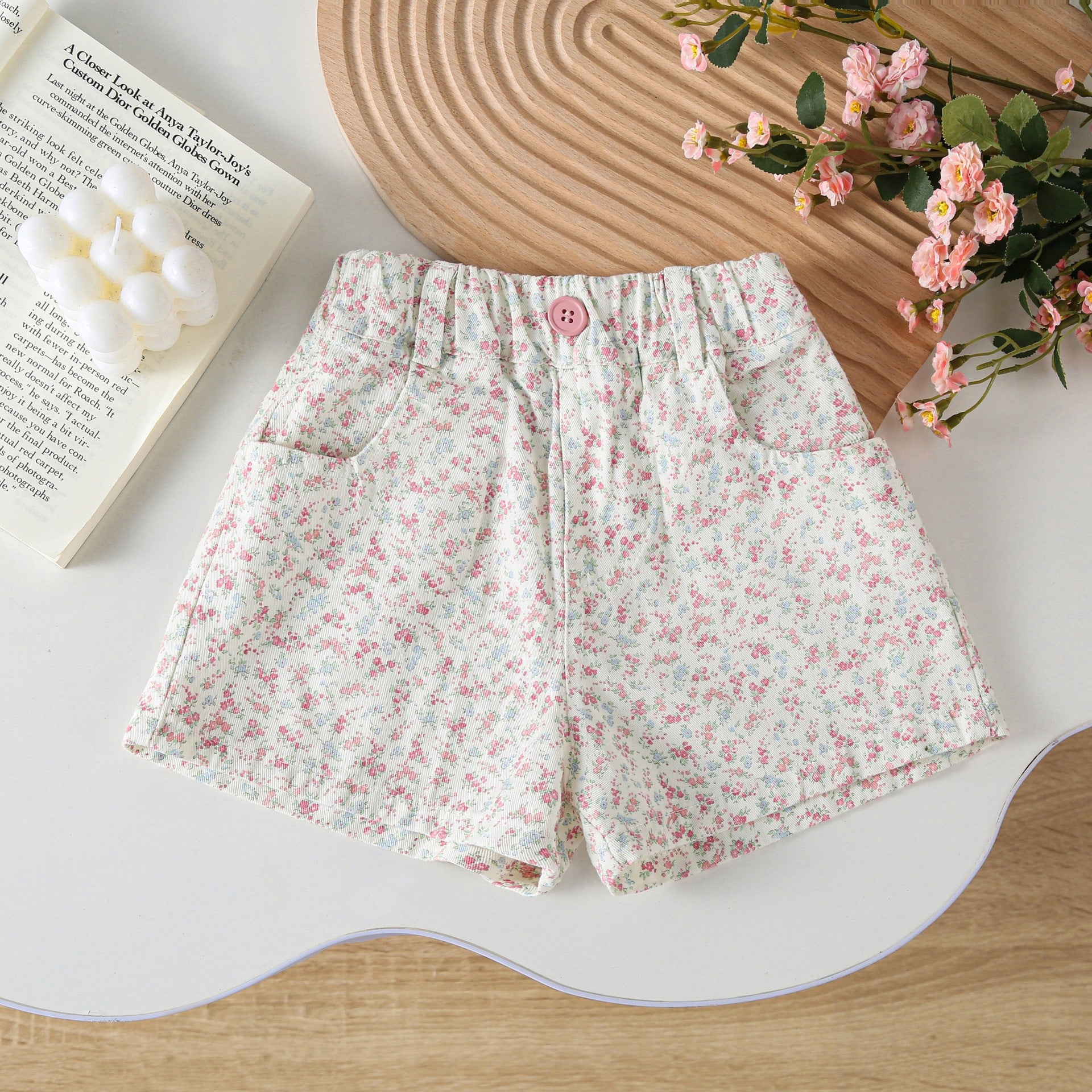 Girls' Floral Print Cotton Shorts
