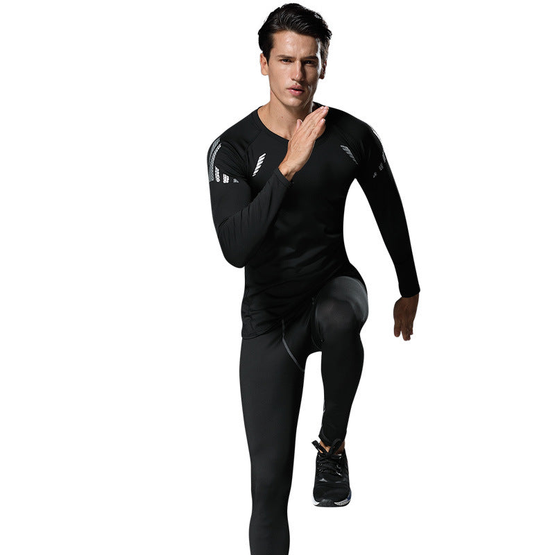 Men's Fleece-Lined Sportswear Suit for Winter Fitness and Running
