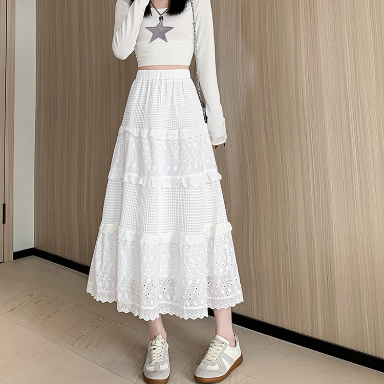 Elegant lace pleated skirt